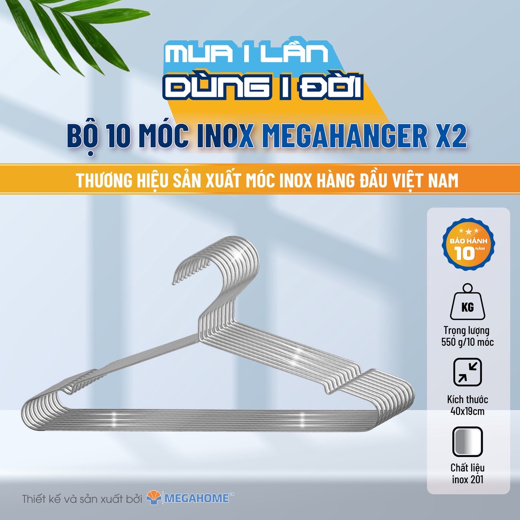 Combo 20 Móc inox Saigoncook dày dặn, Móc phơi quần áo