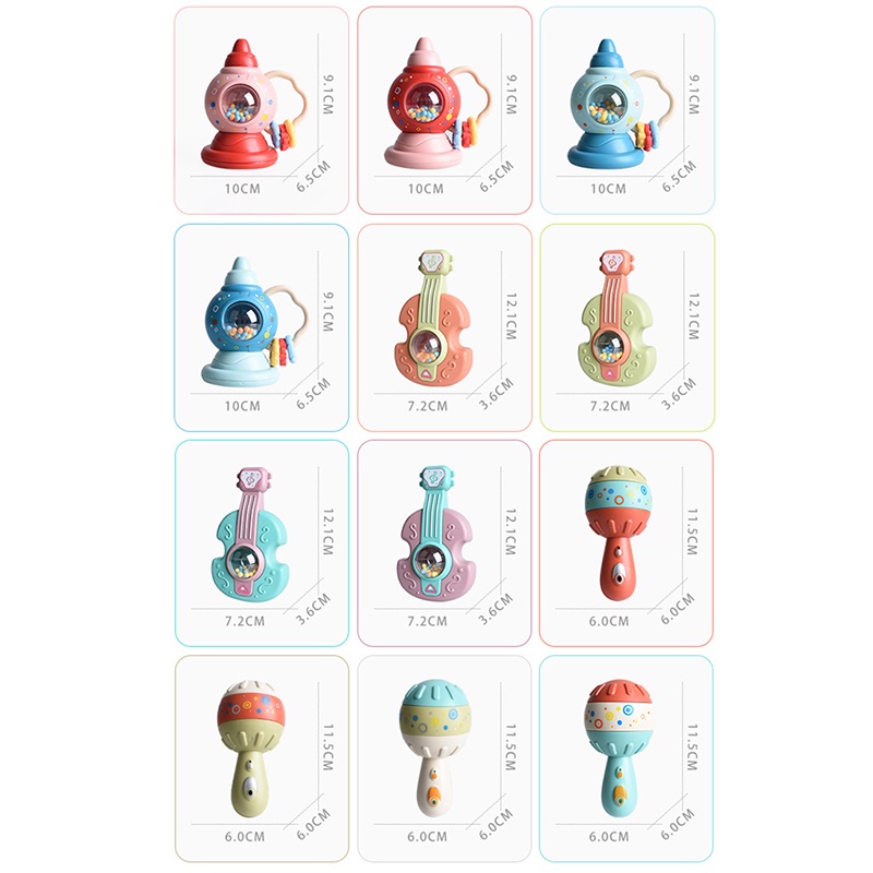 Đồ chơi lục lạc nhiều màu sắc hình chiếc loa/đàn guitar/búa cát nhiều màu sắc