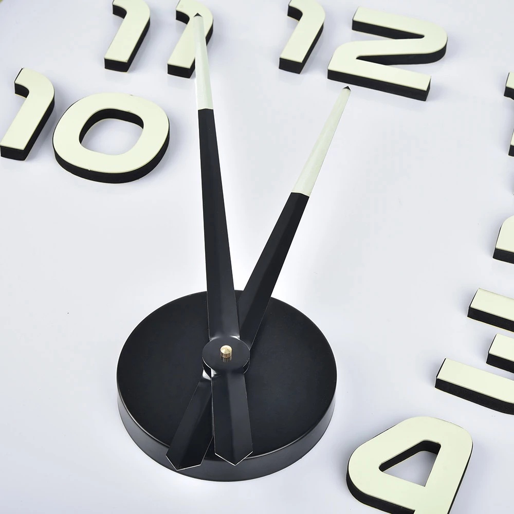 Đồng Hồ Dán Tường Dạ Quang 3D Bằng Nhựa Acrylic Không Ồn Trang Trí Nhà Cửa