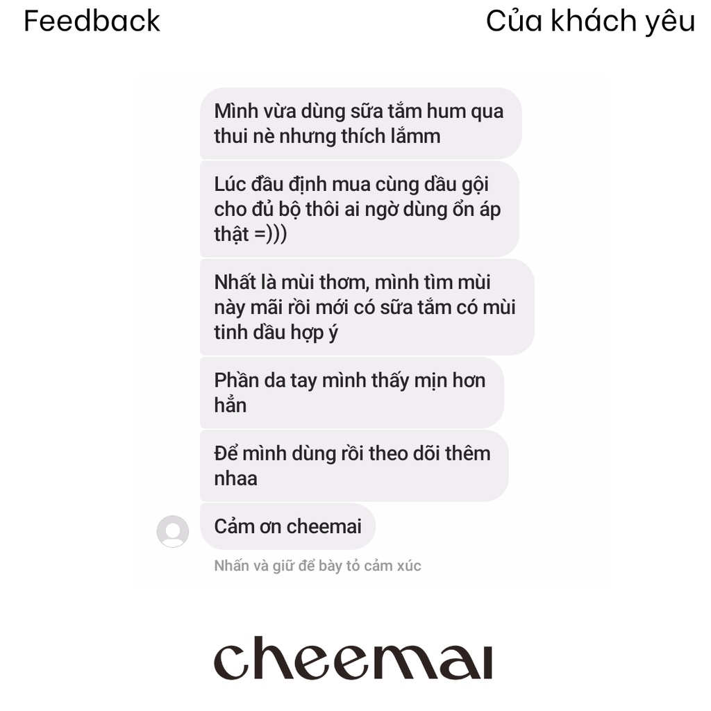 Sữa tắm AHA tẩy da chết hương cam sả, dưỡng ẩm, tăng độ đàn hồi, làm thoáng lỗ chân lông - Mịn Màng CHEEMAI Việt Nam