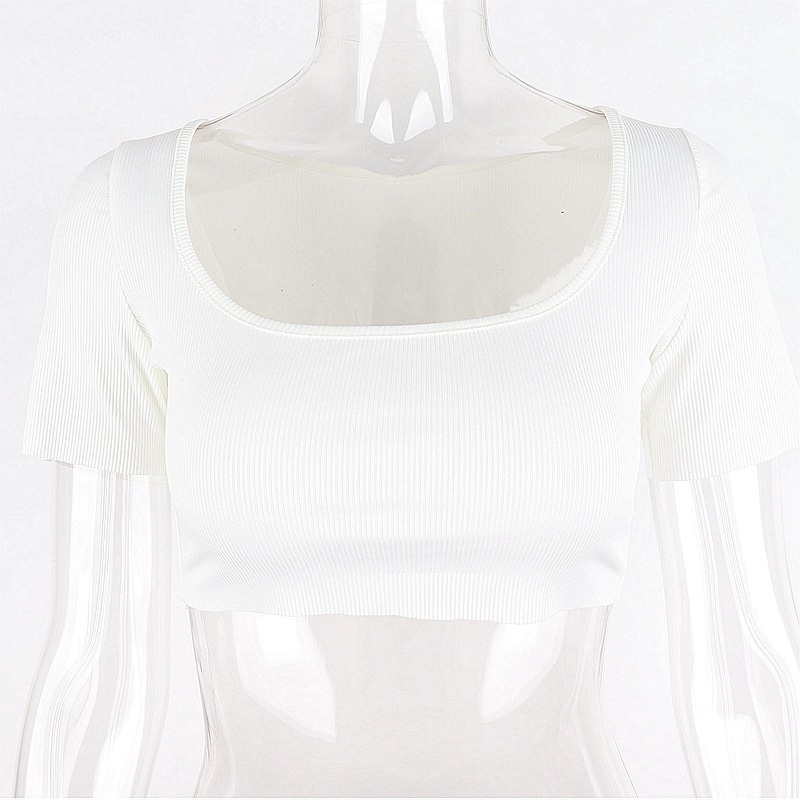 Áo Thun Tay Ngắn Cổ Vuông Màu Trơn Thời Trang Cho Nữ