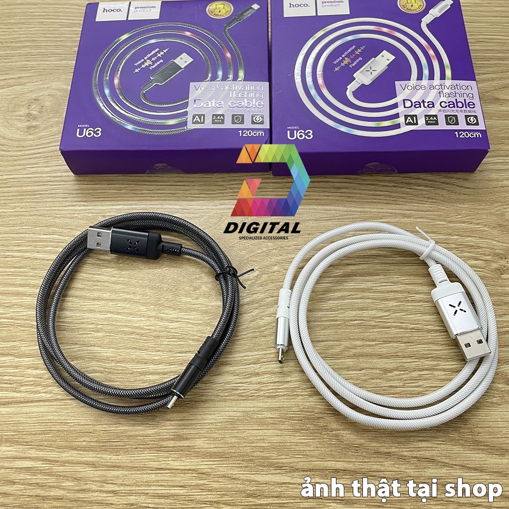 Cáp Sạc Nhanh Hoco U63 Cổng Micro USB Chính Hãng Phát Sáng Theo Nhạc