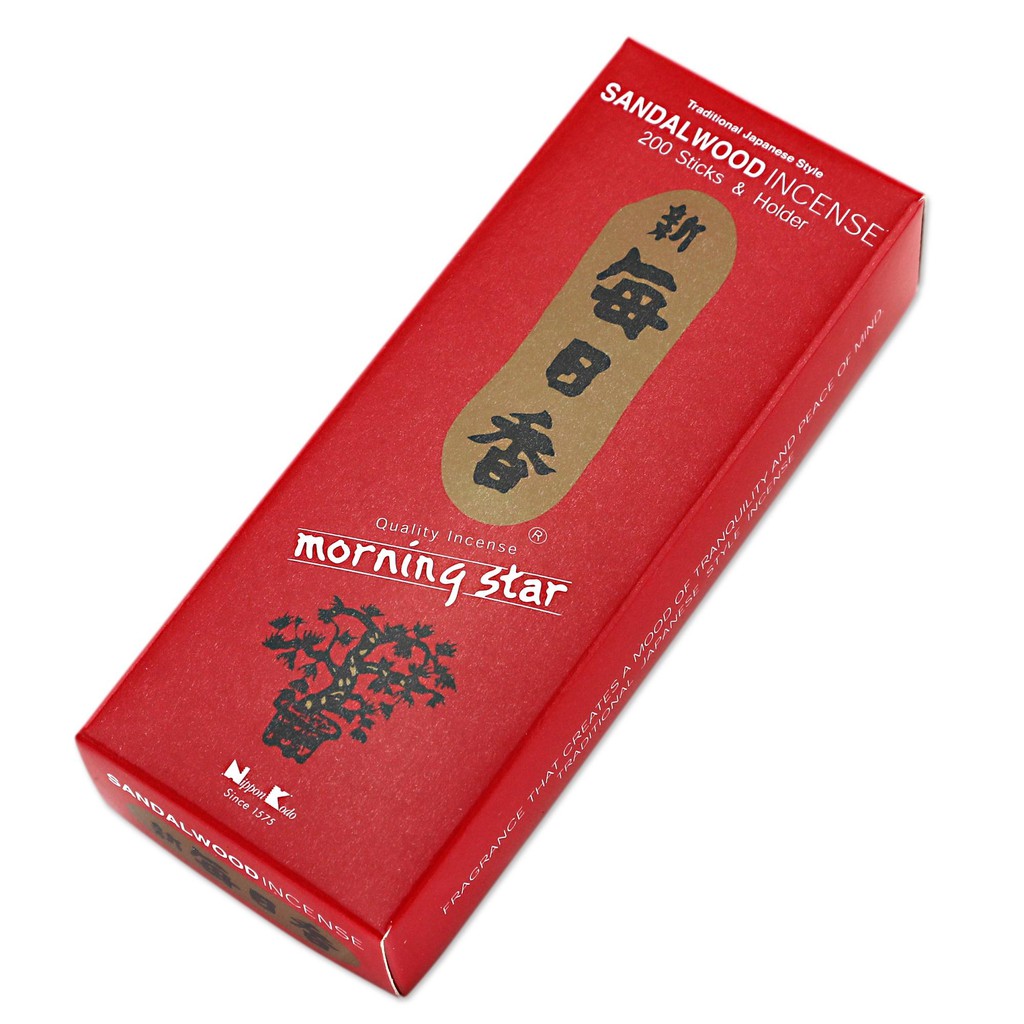 Nhang thơm Morning Star Sandalwood gỗ đàn hương 200 que, Thanh hương Nhật Bản thư giãn Nippon Kodo