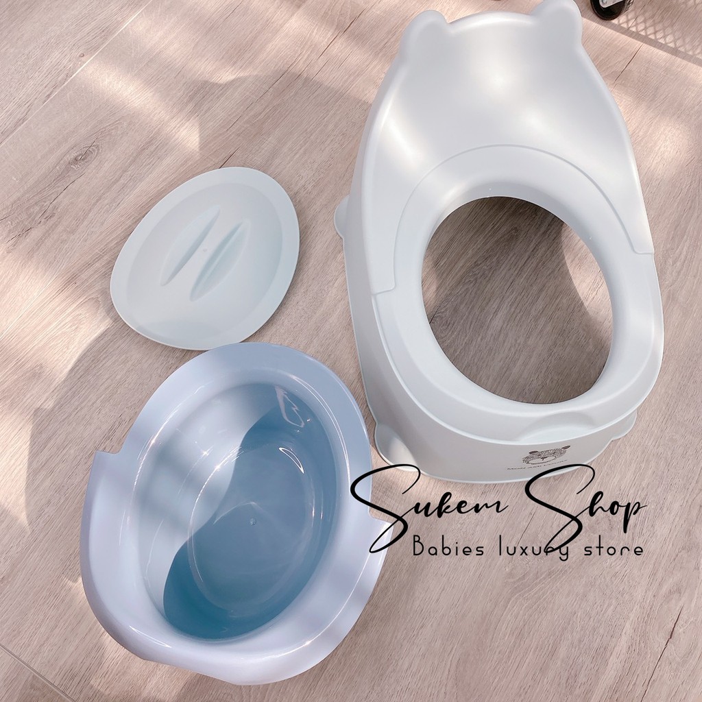 Bô Vệ Sinh Cho Bé/Bô Ghế Tai Gấu Tiện Lợi, Đáng Yêu,Giúp Bé Tập Đi Vệ Sinh, Dễ Tháo Lắp Để Chùi Rửa