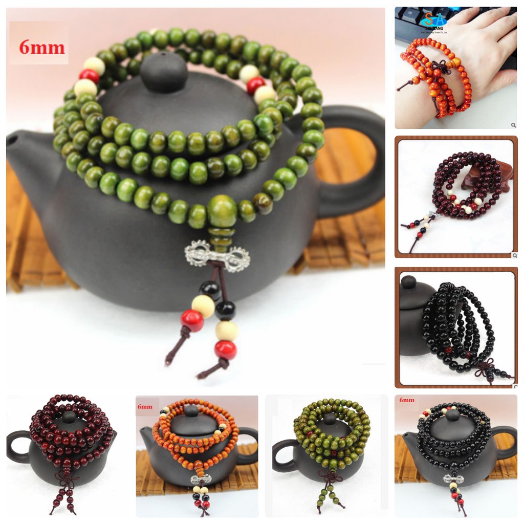 Vòng tay may mắn - Vòng phong thủy tự nhiên 108 hạt gỗ