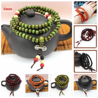 Vòng tay hạt gỗ tự nhiên 108 hạt 6mm & 8mm ( tặng vòng chỉ đỏ)