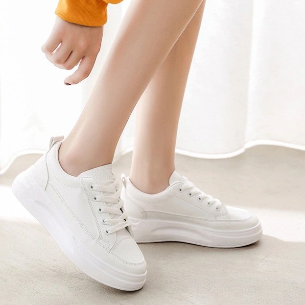 (CÓ HỘP) G4 Giày Nữ Đế Cao Sneaker nữ, Thể Thao Nữ Cổ Thấp Trắng Basic Bảo Hành, Tặng 3 Đôi Tất Cotton Khi Mua 2 SP