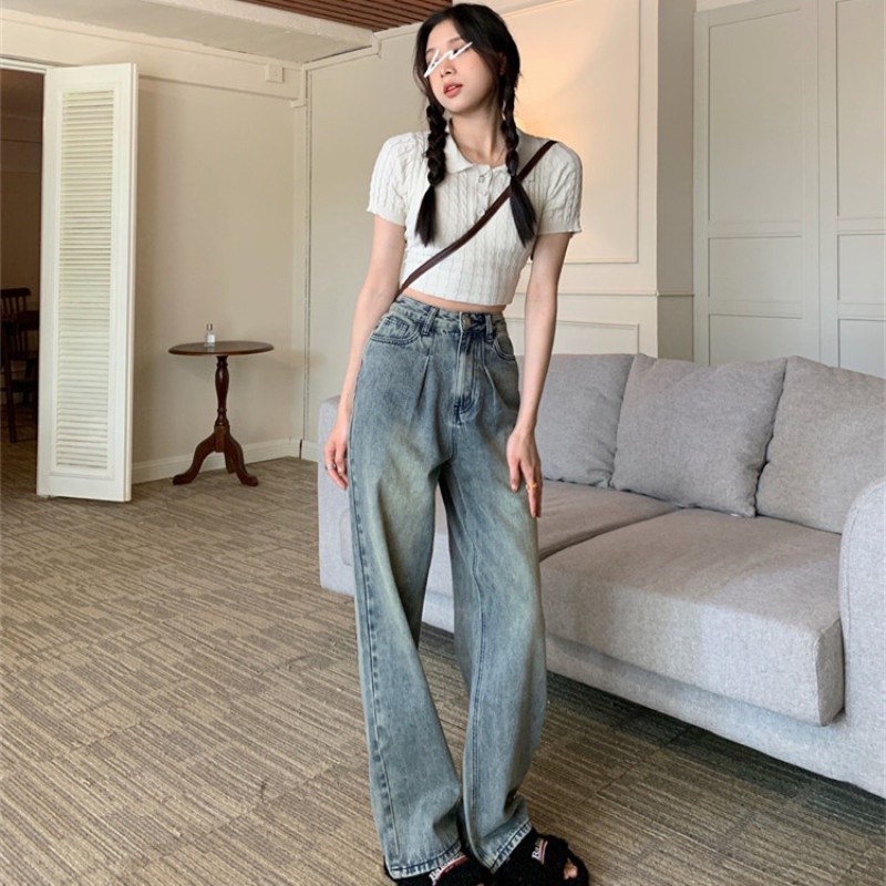 Quần Jean Nữ Lưng Cao Ống Rộng