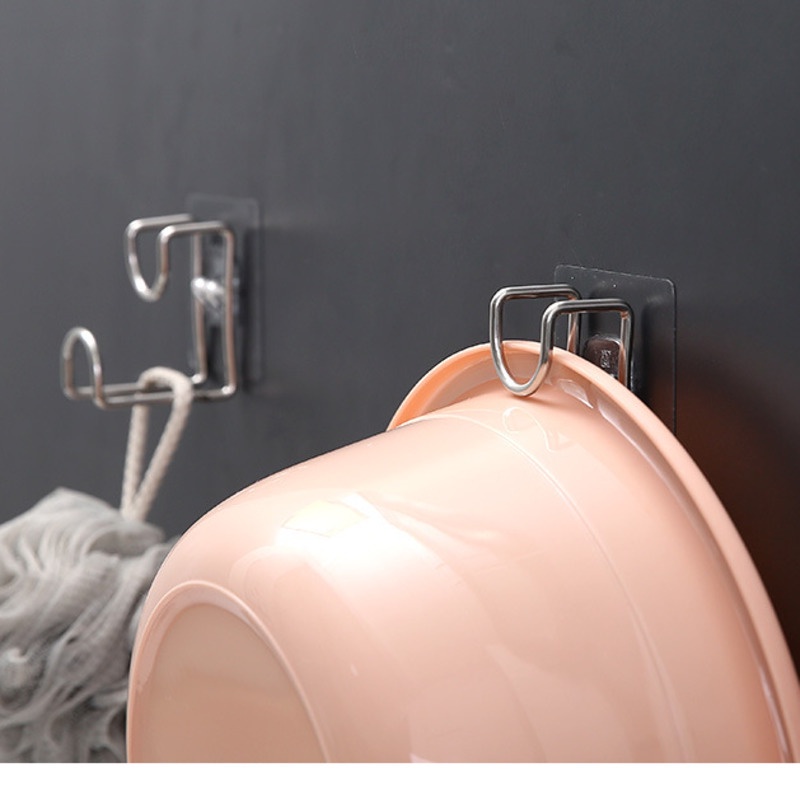 Móc Treo Chậu Rửa Bằng Thép Không Gỉ Dính Tường Không Đục Lỗ Sáng Tạo Cho Nhà Bếp Nhà Tắm