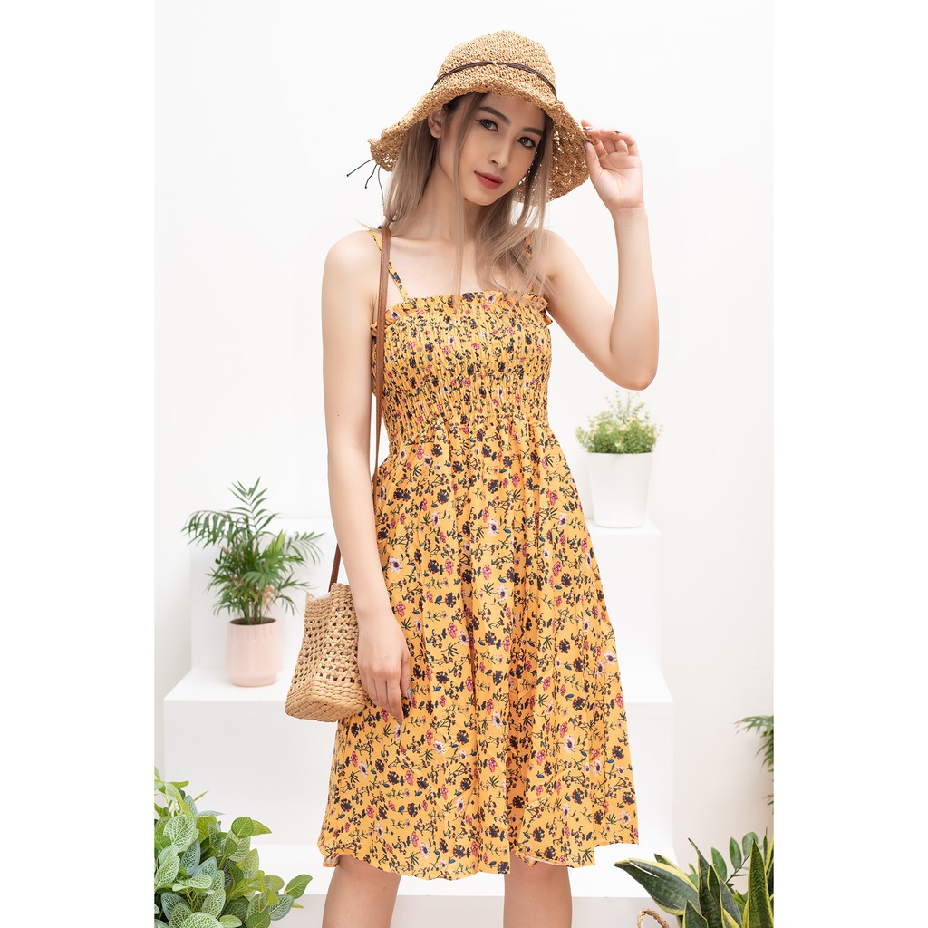 Đầm voan 2 dây hoa nhí | BigBuy360 - bigbuy360.vn