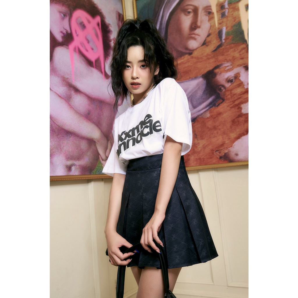 Váy | Váy nữ mango xếp ly lưng cao X2 Monogram Skirt - XXME - Full Print Monogram