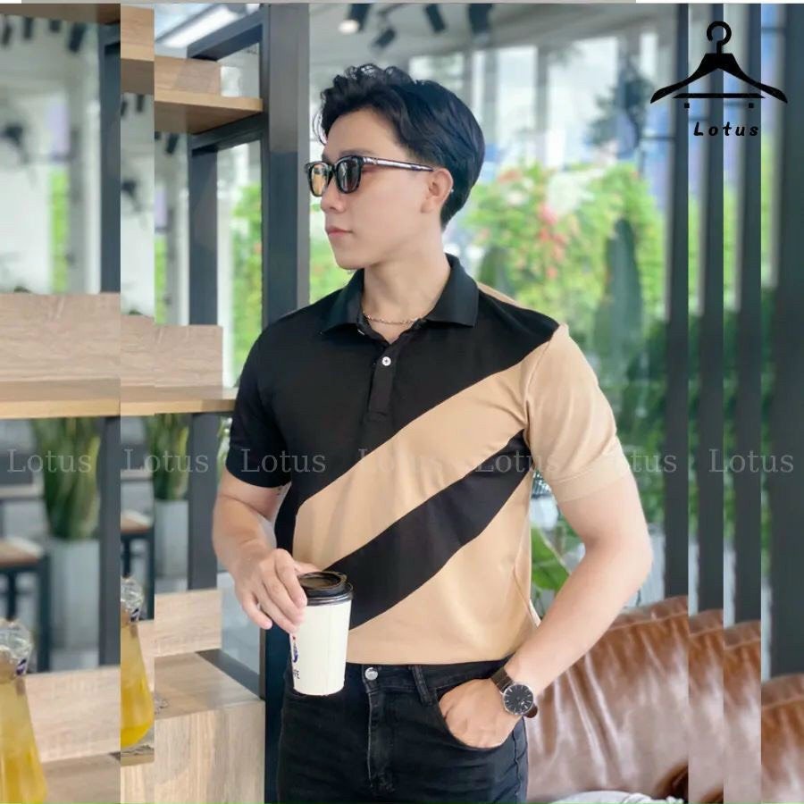 Áo Polo Trơn Nam Phối Viền Có Cổ Vải Dày Không Xù Lông 2 Màu Đen Trắng