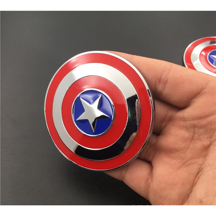 1 Huy Hiệu Kim Loại Hình Khiên Captain America Trang Trí Xe Hơi / Xe Máy