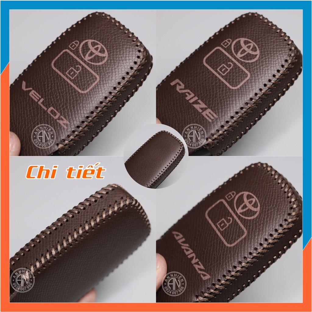 Bao da móc khoá bọc ốp chìa khoá xe ô tô Toyota Raize, da bò, nhiều màu, khâu thủ công ToRaize