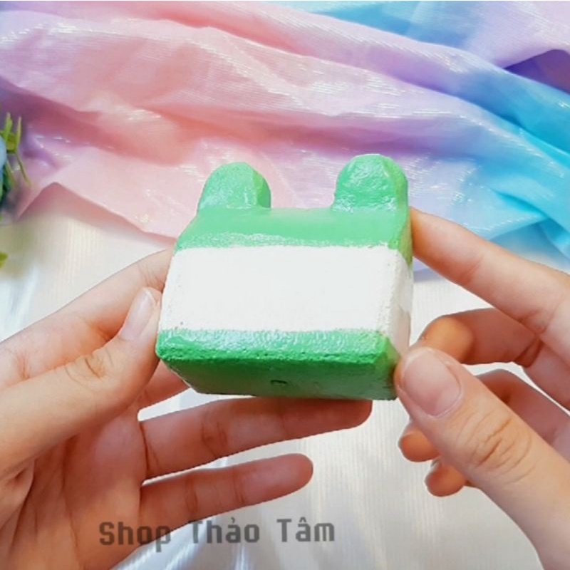 Squishy handmade hộp sữa hình ếch xanh cute