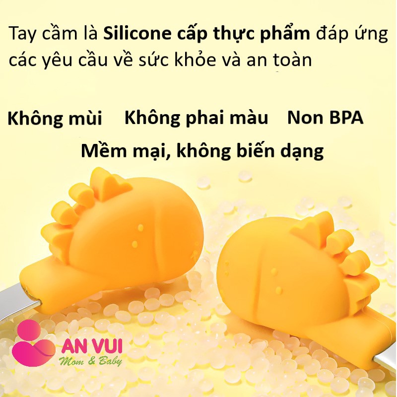 Thìa Ăn Dặm, Thìa Tập Xúc Cho Bé, Muỗng Nĩa, Đồ Dùng Ăn Dặm Silicon Hình Thú, Voi, Hà Mã - Anvuistore