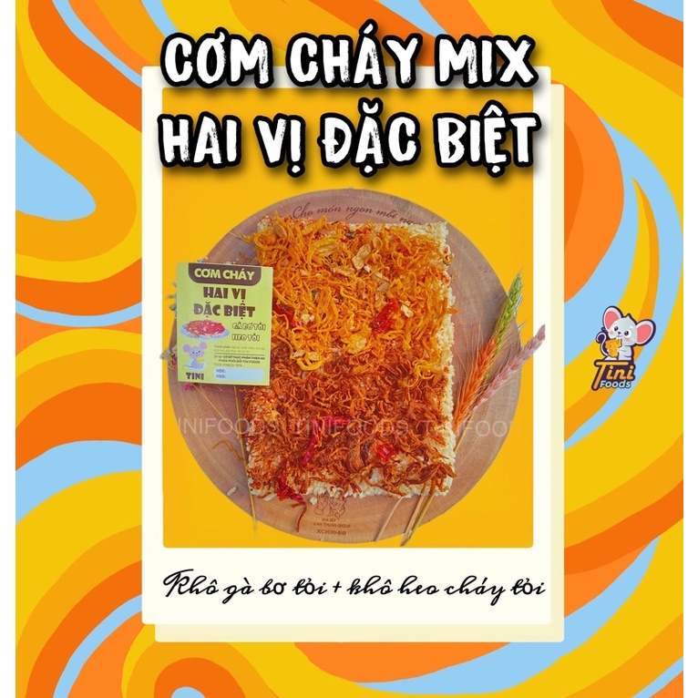 CƠM CHÁY MIX 2 VỊ ĐẶC BIỆT KHÔ HEO TỎI, KHÔ GÀ TỎI THƯỢNG HẠNG LÀ MÊ GÓI HÚT CHÂN KHÔNG - SIÊU RẺ