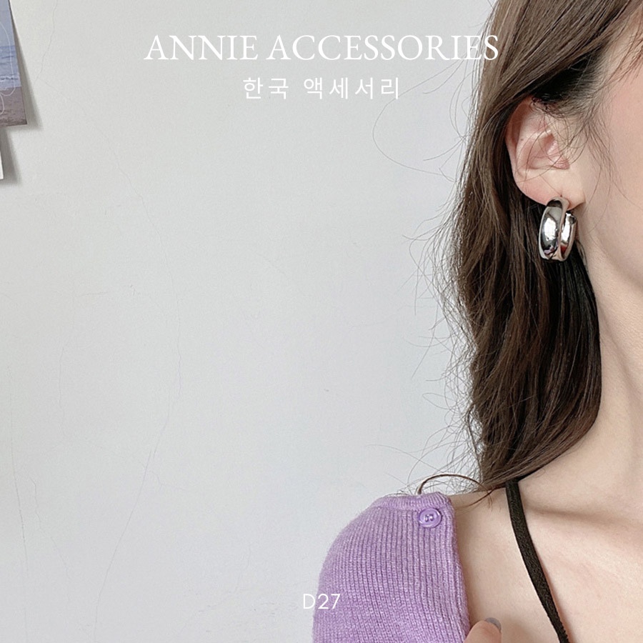 Bông tai tròn mạ vàng cá tính dành cho nữ ANNIE - D27