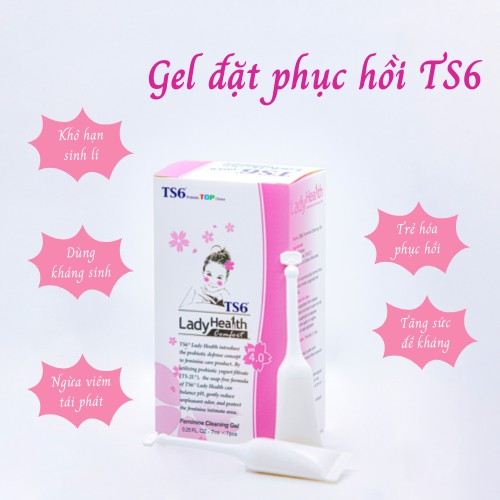 Dung dịch vệ sinh cao cấp TS6 100ml + Gel đặt vùng kín TS6, viêm âm đạo, nước rửa phụ khoa, khô hạn