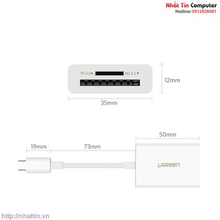 Đầu đọc thẻ USB Type-C cho thẻ nhớ TF/SD Ugreen 40864