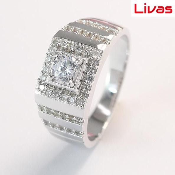 Nhẫn bạc nam xi bạch kim NNA0057 - Trang Sức LIVAS