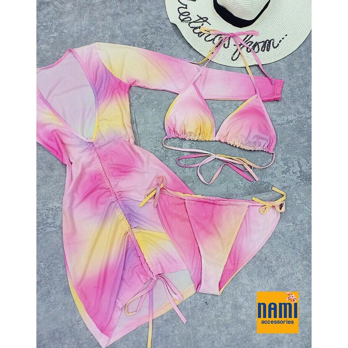 SET BIKINI KÈM ĐẦM LOANG MÀU CÁ TÍNH MANG ĐẬM PHONG CÁCH QUYẾN RŨ NỔI BẬT - QANU403 | BigBuy360 - bigbuy360.vn