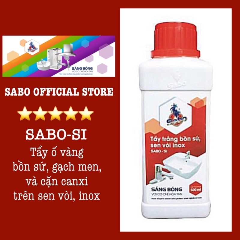 Chất tẩy rửa đa năng SABO-SI, tẩy trắng bồn cầu, gạch men ố vàng, sen vòi inox bám cặn canxi chai 500ml