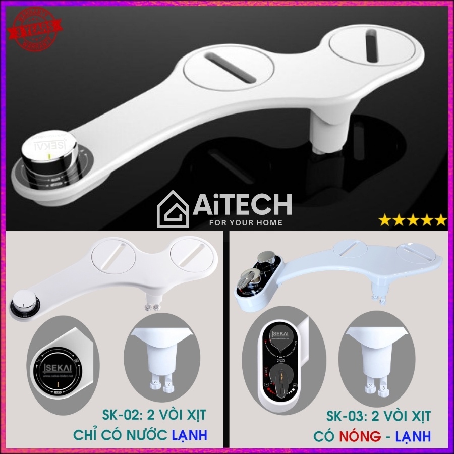 Vòi Xịt Rửa Thông Minh Gắn Bồn Cầu - Bảo hành 36 tháng