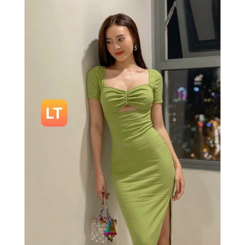 ✨ Đầm Body Tay Ngắn Khoét Ngực Cổ Vuông 🍃 | BigBuy360 - bigbuy360.vn