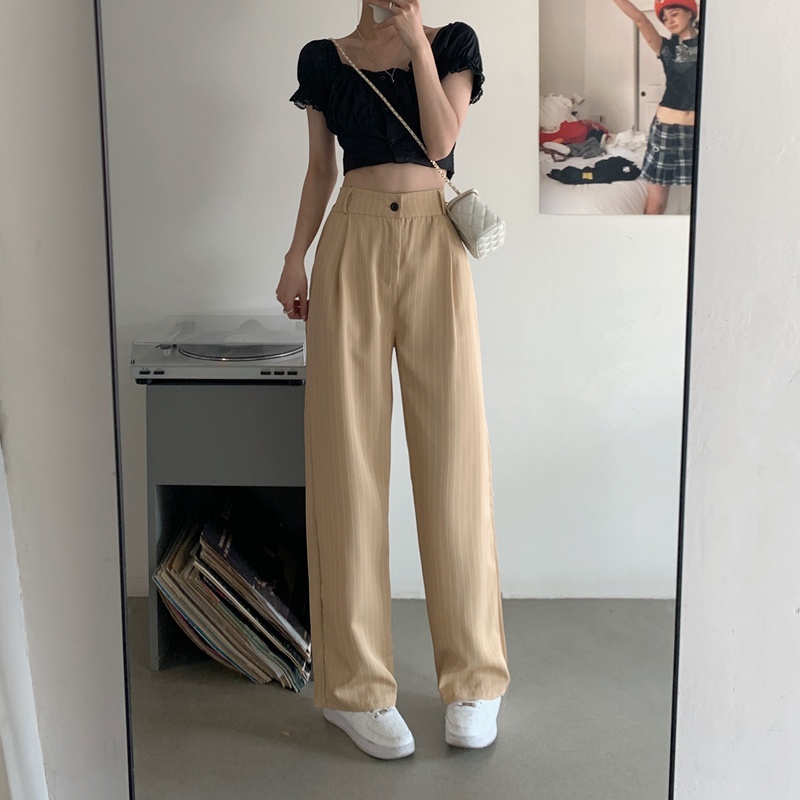 SUXI Quần ống rộng Họa Tiết Sọc Thời Trang Cho Nữ