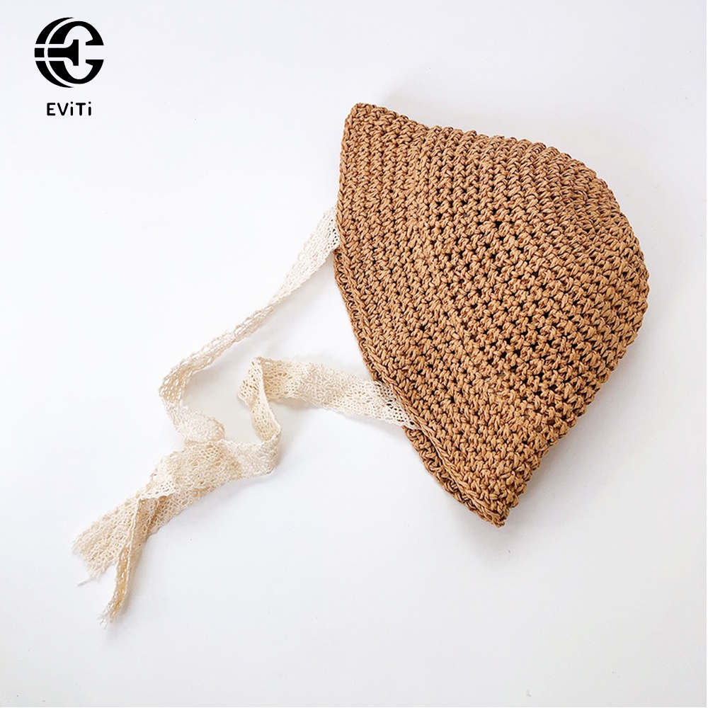 Mũ cói trẻ em  -  Mũ cói kèm dây buộc cằm  cho bé đi chơi đi biển, phong cách vintage
