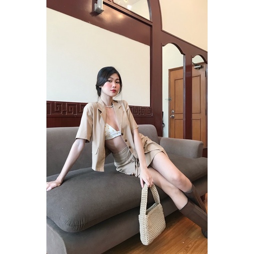 Caleelilou - Set vest Linen nâu Lucille