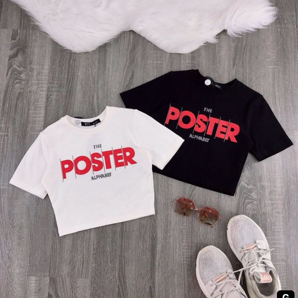 Áo croptop thun lụa xinh xắn in chữ poster hot cá tính siêu cool