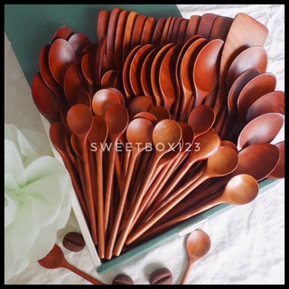 Muỗng Gỗ Xuất Hàn Ăn Cơm - Thìa Gỗ Khuấy Cà phê Sinh Tố Mật Ong - Dụng Cụ Bàn Ăn Nhà Bếp Bằng Gỗ Nhãn