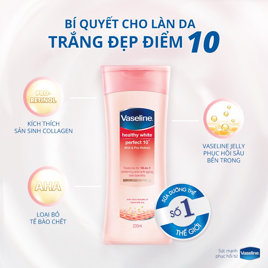 Sữa dưỡng thể trắng da Vaseline Healthy White Perfect 10 | BigBuy360 - bigbuy360.vn