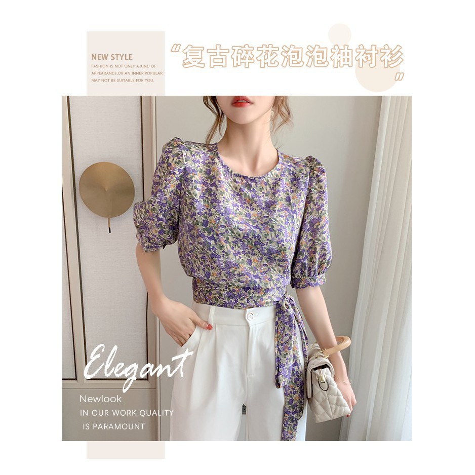 ÁO HOA CROPTOP THẮT NƠ EO XINH SẮN