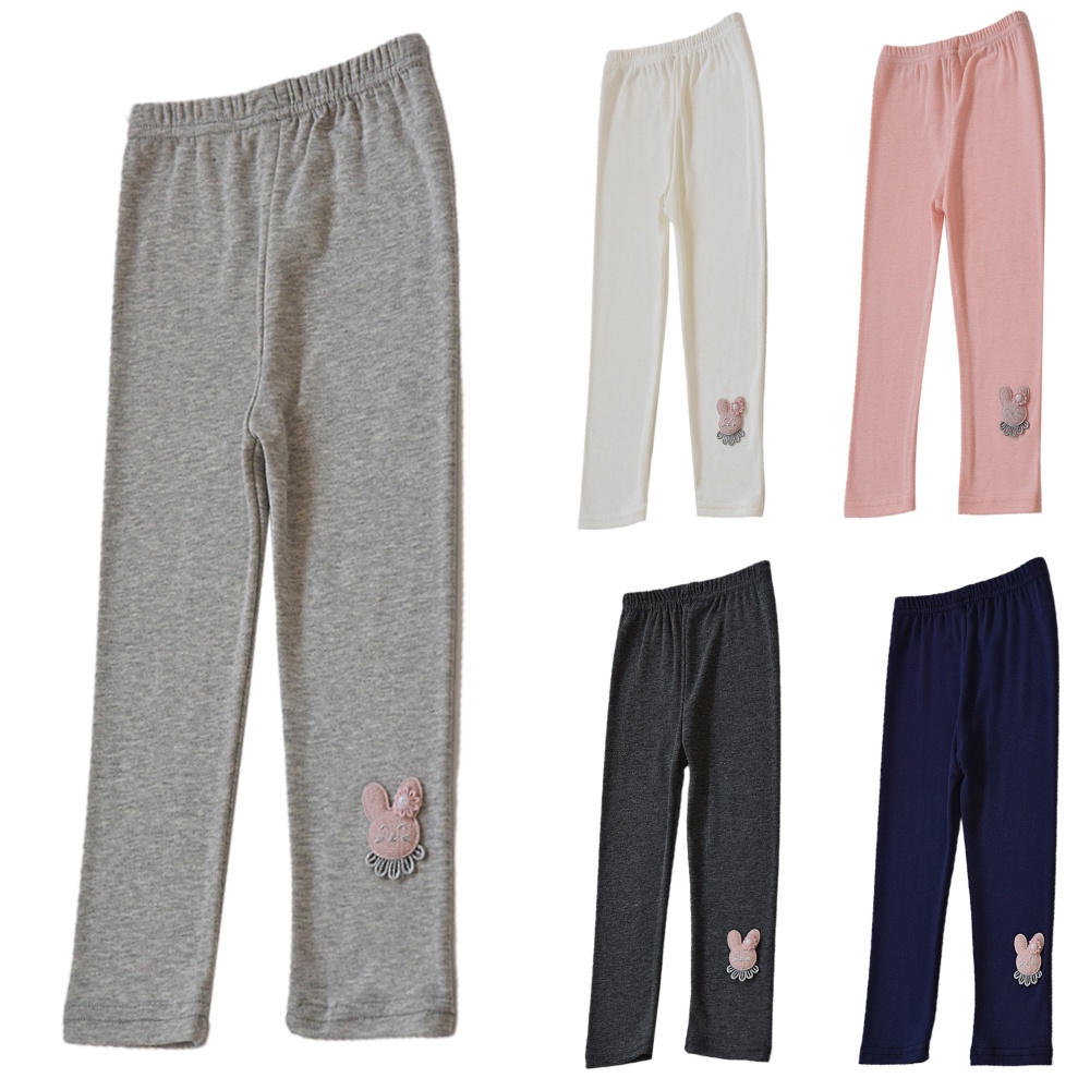 Quần dài dáng rộng nhiều màu trơn họa tiết thỏ hoạt hình phong cách Hàn Quốc xinh xắn cho bé gái