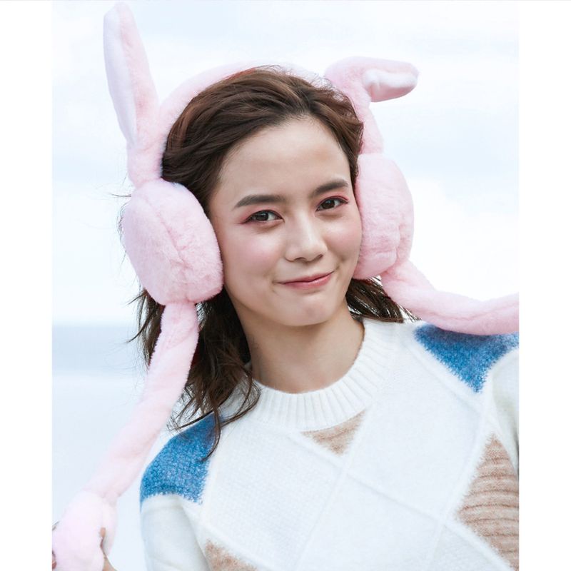 Băng Đô Tai Thỏ Bằng Vải Lông Dày Dặn Ấm Áp Dễ Thương Dành Cho Người Lớn Và Trẻ Em