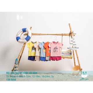 Bộ cộc tay, vải tăm, in hình hãng Little Love