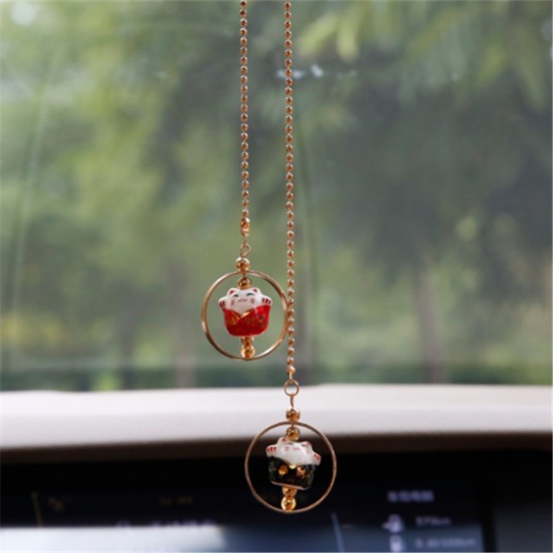 Dây Treo Trang Trí Xe Hơi Hình Mèo May Mắn Dễ Thương Sáng Tạo