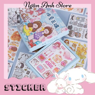 [ Chiết 5 tấm] 💕 Hộp 50 Stickers trang trí sổ với chủ đề Vintage, Aesthetic, Cute,... (không kèm box)