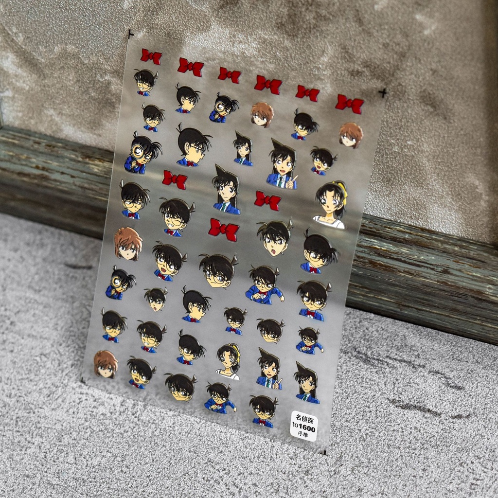 Bộ 1600 Miếng Dán Móng Tay Tự Dính Họa Tiết Hoạt Hình Conan 5d Kiểu Nhật Bản Dễ Thương