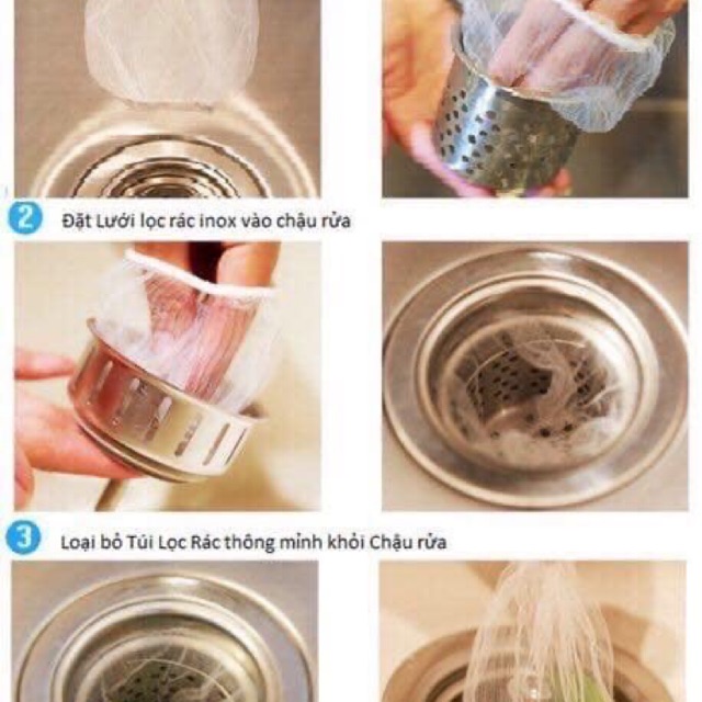 TÚI LỌC RÁC CHO BỒN RỬA BÁT 100 túi sẵn sll