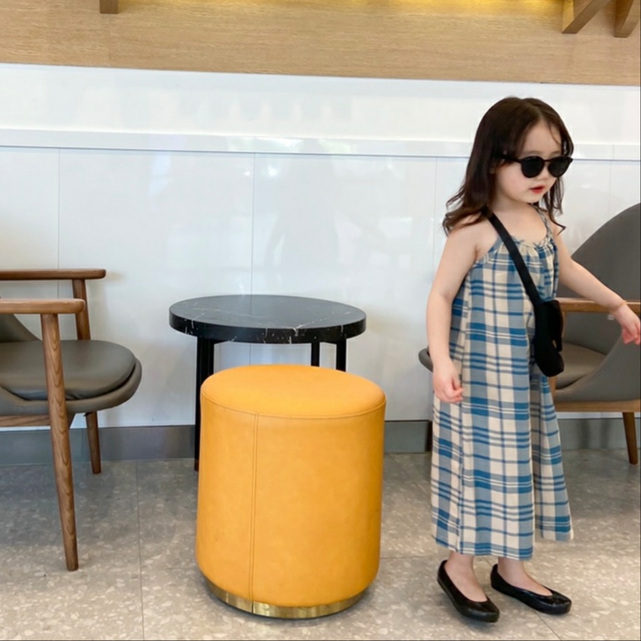 Bộ jum cho bé gái 2 dây liền thân vải thô mềm kẻ caro 8-20kg