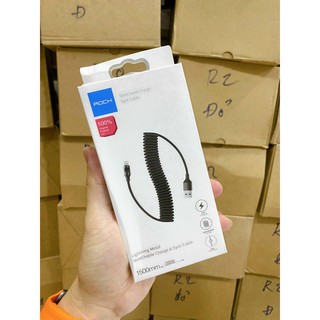 Cáp sạc Iphone chống gãy dạng xoắn ốc co giãn Rock Stretchable cao cấp