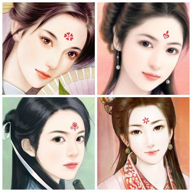 Combo 30 tờ Hình xăm nước tatoo mini dán trán Chu Sa, Võ Tắc Thiên cổ trang cosplay đẹp dễ thương