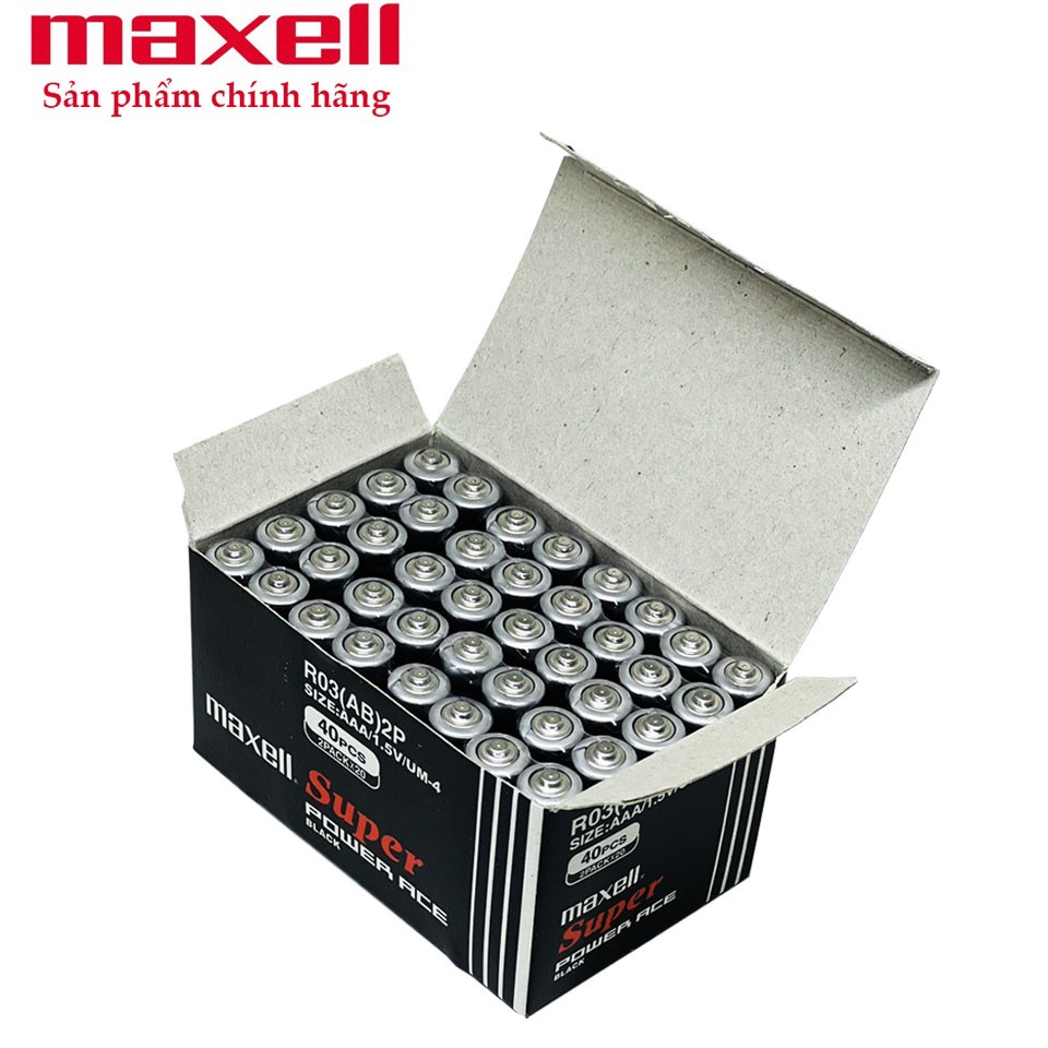 Hộp 40 viên pin đũa AAA ( 3A ) Maxell R03P - Hàng chính hãng Maxell Super Power Ace