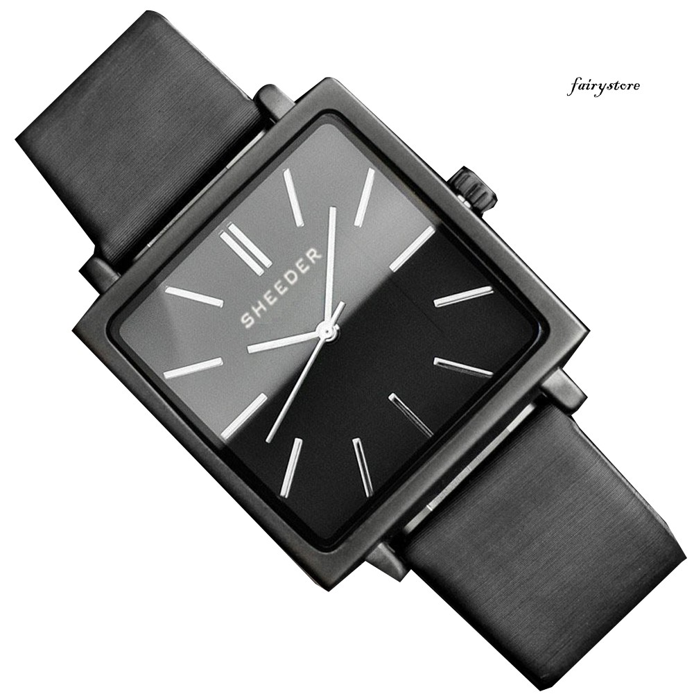 Đồng Hồ Analog Máy Quartz Mặt Vuông Phong Cách Vintage