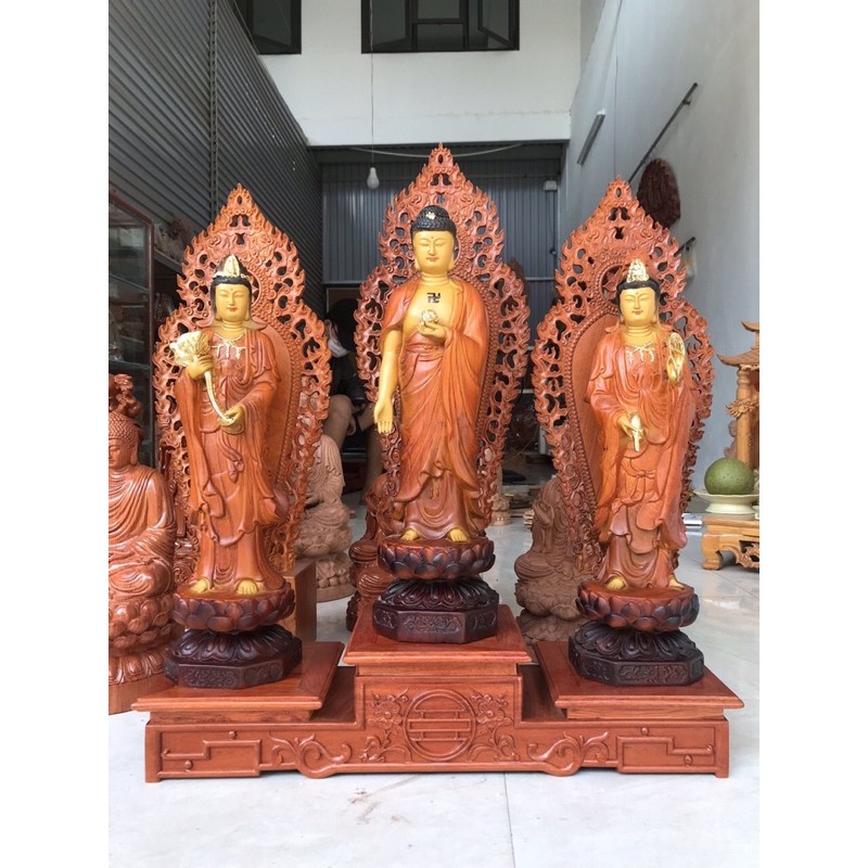 Tượng Gỗ Tây Phương Tam Thánh Cao 40 cm