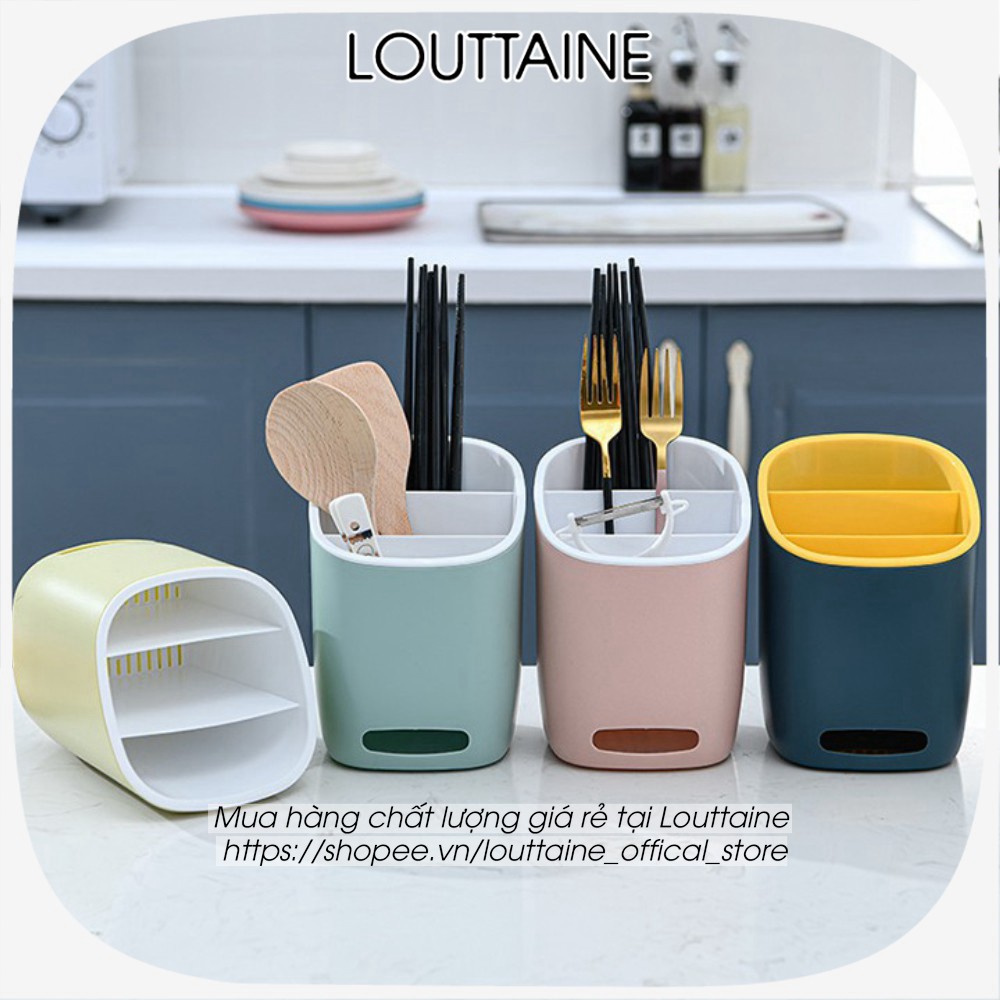 Giỏ ổng đựng đũa thìa đồ dùng nhà bếp 2 lớp đa năng, chất liệu nhựa cao cấp màu sắc bắt mắt